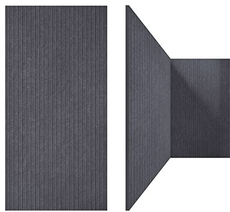 UMIACOUSTICS Art Acoustic Panels Sound Absorbing 3 Pack Flame Retardant Acoustical Wall Panel, 48 X 24 X 0.4 Decorative Panels, Creative Slotting Design (Equidistant slot, Moonlight Grey)