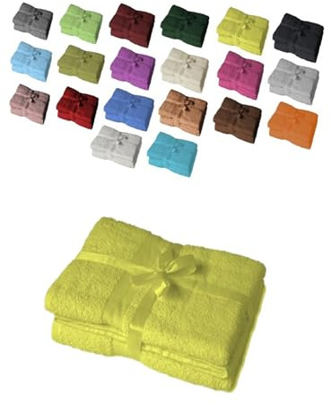 Handtuchserie im Set mit Schleife Marke Saunatuch 2er Set 80 x 200 cm Gelb