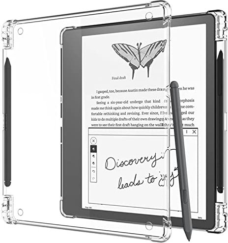 Miimall Klar Hülle Kompatibel mit 10.2 Kindle Scribe Hülle mit Stifthalter, Transparent Ultradünn TPU Kratzfest Anti Drop Voller Schutz Durchsichtig Case für Amazon Kindle Scribe 2022 Klar