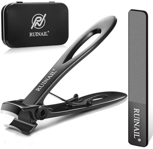 Coupe Ongle pour Ongles Épais, Grands Ciseaux à Ongles, Coupe-Ongles Ouverture Extra Large, Adaptés aux Seniors, Hommes et Femmes, Tranchants et Durables, Faciles à Utiliser (Noir+Lime en verre)