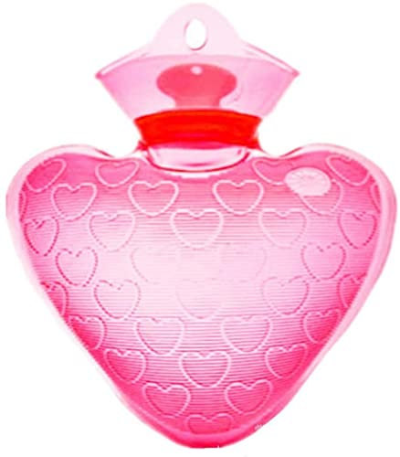 KAYISI Hot Water Bottle 500ml Transparent Heating Hot Water Bag Hand Warmers Heart Shape(1pc)