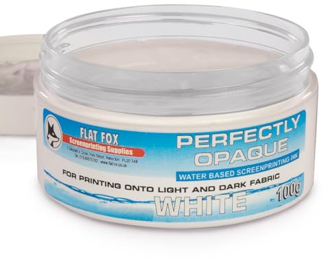 Flat Fox Screen Printing Opaque Water Based Fabric Inks (White, 100g)…
