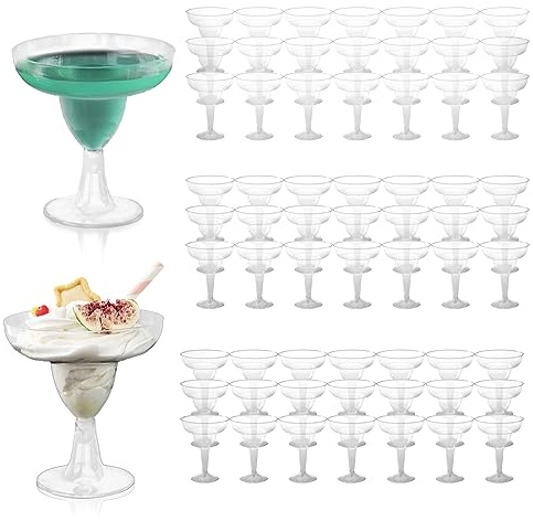 WOPPLXY 60 vasos de plástico para margarita, vasos de cóctel transparentes de 5 onzas para el Cinco de Mayo, fiesta de tacos y decoración mexicana, tazas de margarita de plástico para eventos de taco,