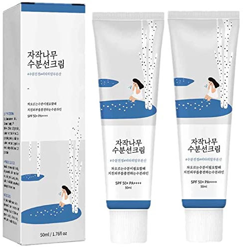 Round Lab Sunscreen, Birch Juice Moisturizing Sunscreen, SPF 50+ Moisturizer Face Sunscreen, 50ml Facial Sun Block, Moisturizing Sunscreen, Light, Breathable (2pcs)