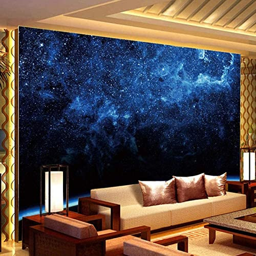 Tapete Wandbilder Blauer Schöner Sternenhimmel Der Galaxie Abziehbare Diy-Wandkunst-Wandbilder, Abziehen Und Aufkleben, Heimwanddekoration Für Schlafzimmer, Wohnzimmer, 200 (Breite) x 150 (Höhe) cm