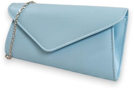 UShopUK Clutch/Handtasche, Kunstleder, einfarbig, für Brautball, Hochzeit, Abend, Party, Handtasche, medium (Hellblau)