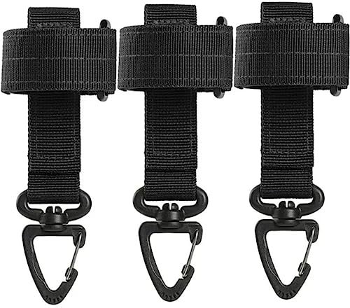 ACEXIER 3PCS Outdoor Keychain Taktische Gear Clip Keeper Pouch Gürtel Keychain Molle Gurtband Handschuhe Seil Halter Militär Molle Haken (Black)