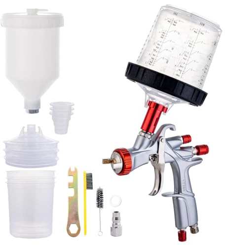 DAXINYANG R500 LVLP Spray Gun with 600 ml Mixing Cup&Adapter, YT-160 Paint Gun Automotive,1.3 mm Car Paint Gun Sprayer for House Painting, Car, Furniture, Varnish & Top Coat