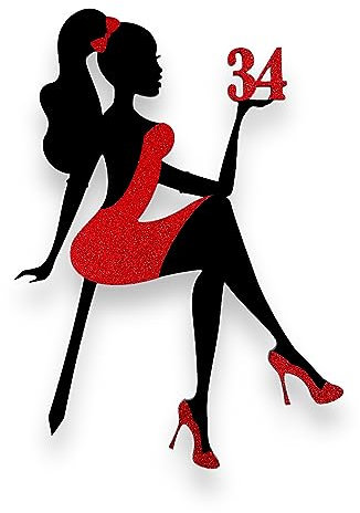 decoresca Kuchendeko Geburtstag - 24x17 cm - Dame in High Heels, Personalisiert mit Alter - Happy Birthday Tortenaufsatz – Kuchendekoration - Torten Topper Geburtstag in Acryl & Glitter (Rot)