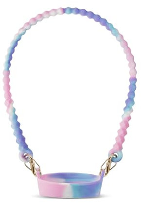 PEUTIER Water Bottle Handle, Silicone Bottle Handle Strap Lanyard Attachment Holder Elastic Water Bottle Sling Accessories for Stanley and Most 8-40oz Cup (Pink & Purple Gradient)