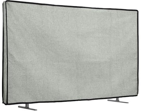 kwmobile Funda para Monitor 32 TV - Protector Antipolvo y antihuellas de Lino para Pantalla de TV - Gris Claro