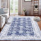 LuxFocus Waschbarer Teppich für Wohnzimmer, 120 x 170 cm Orientalischer Anti Rutsch Teppich Used Look Niedriger Flor Retro Vintage Bereichsteppich für Schlafzimmer Esszimmer Heimbüro, Navy