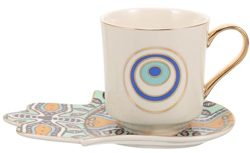 TOVINANNA 1 Satz Nazar-kaffeetasse Kaffeebecher Aus Porzellan Teetassen Und Untertassen Teetassen- Und Untertassen-Set Tassen Mit Bösem Blick Teetasse Mit Tablett Keramik Fein Türkisch Büro