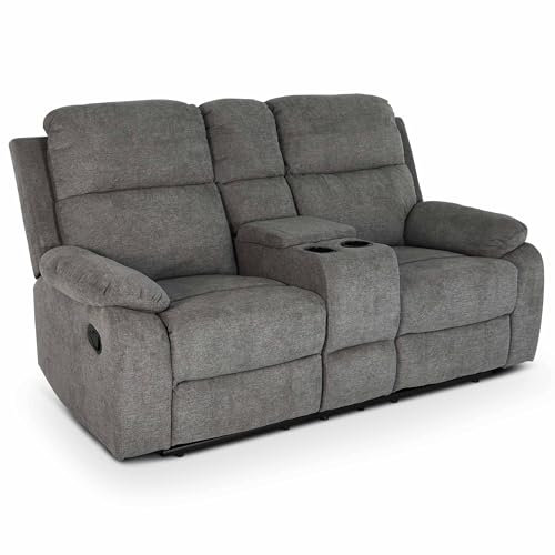 Raburg Kinosessel, 2er-Fernsehsessel mit Relaxfunktion|Liegefunktion, mechanisch, für 2 Personen, Taschenfederkern-Polsterung, Belastbarkeit je Sitzplatz 150 kg, Flix, Mikrofaser|Dunkelgrau