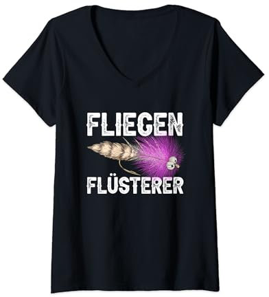 Damen Meerforelle Fliegen Angeln Angler Witze Mefo Fliegenfischen T-Shirt mit V-Ausschnitt