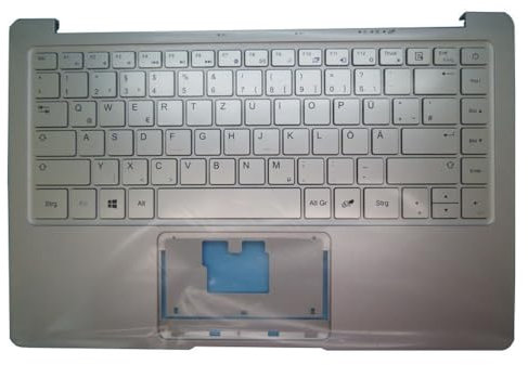 RTDPART Laptop-Handballenauflage-Tastatur Für PEAQ Slim S132 PNB S132V-2G428-20 Silbernes C-Gehäuse mit Deutscher GR-Silbertastatur