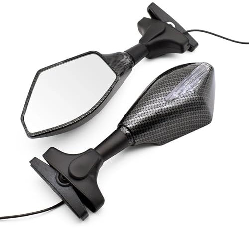 YFBH Seitenspiegel Motorrad Spiegel Carbon Look Blinker Rückspiegel Teile Für Suzuki GSX-R 600 750 1000 K1 K2 K3 K4 K5 K6 K7 K8(Color-B)