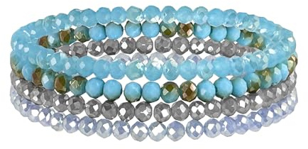 LOCCY Damen Kristall Perlen Armband Boho Modeschmuck | 4mm Mehrschichtiges Steine Armband Beste Freundin Geschenke