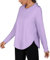 Terecey Sportshirt Damen Langarm - Sommer UPF 50+ Sonnenshirt Sport Blusen - Longsleeve Sonnenschutz Shirt UV-Shirts - Rundhals Langarmshirt Funktionsshirt - Leichtes Atmungsaktiv, Violett XXL