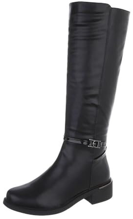 Ital Design Damenschuhe Stiefel Klassische Stiefel, 096-, Kunstleder, Schwarz, Gr. 40