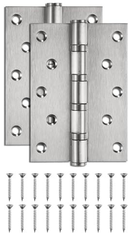 sourcing map 2Pcs 5.7x4x0.12 Door Hinges with 10 Holes and Screws Ball Bearing Interior Door Hinges Non Symmetry Holes Layout for Bedroom, Bathroom, Living Room, Silvery