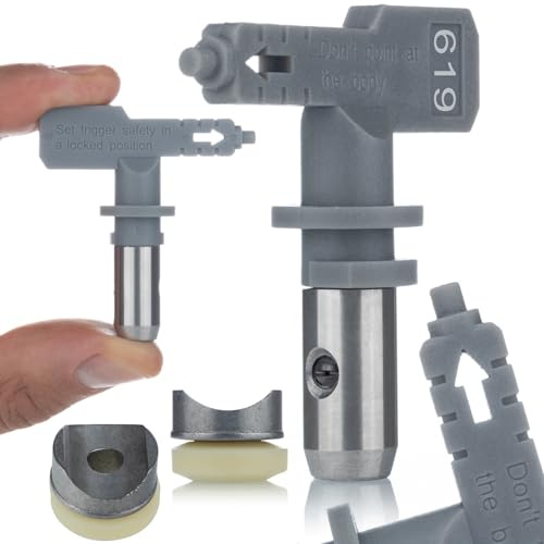 Rosfix Hi-Flow 619 Spray Nozzle - 0.015 - 0.019 Inch Nozzle, 30 cm Width | For Acrylic & Latex Paints, Indoor & Outdoor | Compatible with Graco, Wagner, Titanium | Durable & Sealing Ring Includes