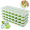 Eiswürfelform, 4 Stück Silikon Eiswürfelbehälter mit Deckel, BPA Frei TECHSHARE Eiswürfelformen für Whiskey, Cocktails, Getränke, Eiswürfel(Grün Ice Cube Tray)