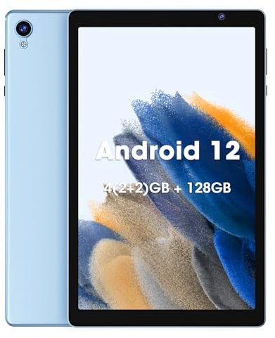 WeTapble Android 12 OS Tablet 10 inch Tablets, 4(2+2) + 128GB Memory, Dual Camera Android Tablets, 1280x800 IPS Display Tablets, Quad-Core Processor, 6000 mAh Battery Bluetooth WiFi (Light Blue)