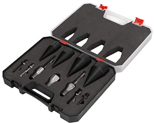 Firewood Splitting Bit, 11Pcs Firewood Splitter Drill Bits Carbon Steel Detachable Wood Drill Corkscrew Driver with Handles, Step Drill Bits