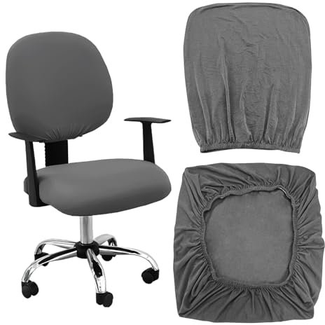FUIPVGI Bürostuhl Bezug Bezug für Bürostuhl, Elastische Bürostuhl Kissenbezug, Waschbarer Abnehmbar Sitzbezug Computer-Bürostuhl Bezug, Sitzbezug Stuhl für Bürostuhl Armlehnen Stuhl (Grau)