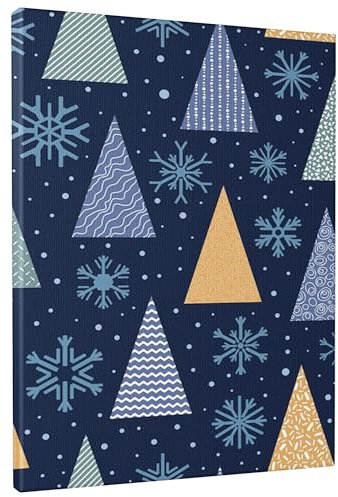 Lienzo decorativo para pared con árbol de Navidad de invierno, impresiones de árbol de Navidad azul y dorado, decoración estética abstracta festiva para el hogar, sala de estar, dormitorio, sin marco