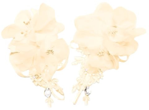 Blausky Spitzenhandschuhe,Elegant Brauthandschuhe Fingerlose Handschuhe Kurz Blumen Spitze Handschuhe Blumenhandgelenk Vintage Hochzeitshandschuhe für Hochzeitsfest Oper Dinner Party,Champagner