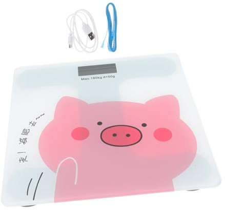 Digitale Körperwaage im Cartoon Stil aus Tempered Glass | Großes Lcd Display, Hochpräziser Chip, Starke Tragfähigkeit, Integrierter Akku
