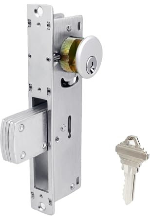 Serratura della porta del negozio, serratura per porte commerciali Cilindro da mortasa, serratura a gancio per hardware per porta, catenaccio commerciale, in alluminio (entrata da 1-1/8) (Lingua di