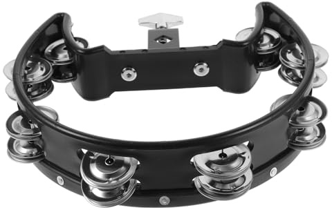 Mikikit Tambourine Mano con Campanelli Neri Strumento Percussione Educativo per Ergonomico Antiscivolo Musicale per Sviluppo Ritmo e Coordinazione