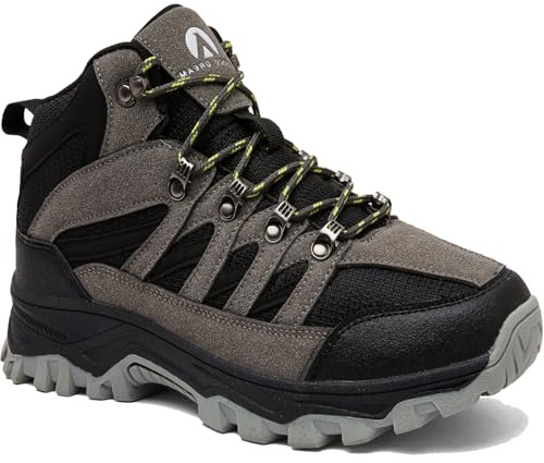 HODTOB Hiking Boots Mens Womens Lace-up Non-Slip Outdoor Men Women Mountain Trekking Shoes for All Season Walking Travelling Backpacking Camping Shoes Sneaker Grey-5UK