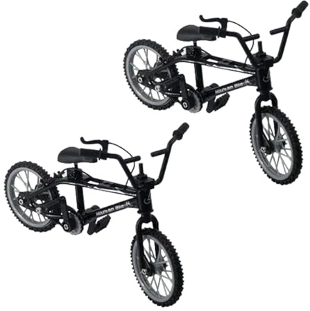 Opemg 2 x schwarze 1/18 Druckguss-Actionfigur, Spielzeug, Mini-Finger, Mountainbike, Fahrrad, Kunst, Handwerk, Desktop-Dekoration, Fingerfahrräder