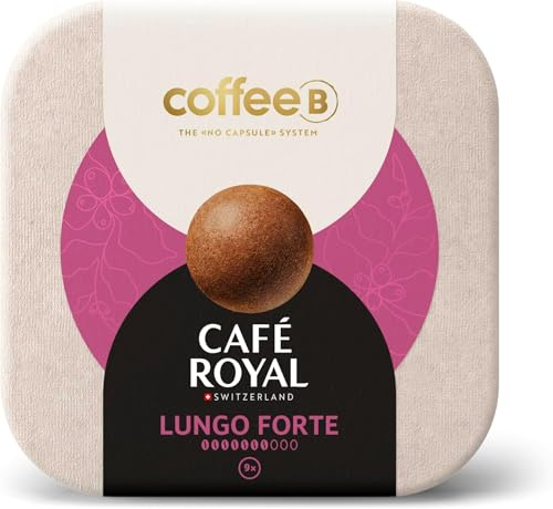 CoffeeB Café Royal Lungo Forte – Capsules de café compostables, 9 unités, compatibles avec les machines CoffeeB, aux notes de cacao, caramel et poivre (Lot de 5)