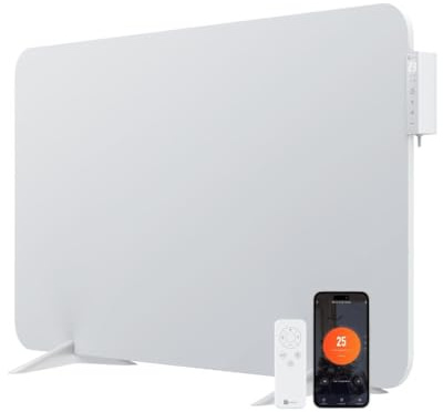 BR Bringer® Hybrid Infrarotheizung 2000 W bis 30 m² Weiß | Elektroheizung mit Konvektion, Smart Thermostat, WiFi und App - zur Wandmontage oder als energiesparendes Standgerät