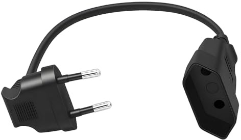 Cable Alargador Europeo de 0.3m en ángulo Recto de 90 Grados, 2,5A 250V Enchufe Euro Macho Tipo C a Enchufe Euro Hembra Tipo C Cable Extension Europeo 2x0.75 mm² para Electrodomésticos, TV, Lámparas