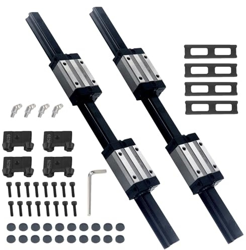 TIOMIOSEA HGR20 Linearführungs-Set 1500mm-2 Linearführung mit 4 HGH20CA Lagerkissen Blöck + 4 HG20 Endstopps für DIY 3D Drucker CNC Maschinen Automatisierung Fräsmaschinen