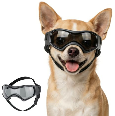 Namsan Lunettes de moto pour chiens extra petits chiens - Protection UV - Avec sangle réglable - Noir