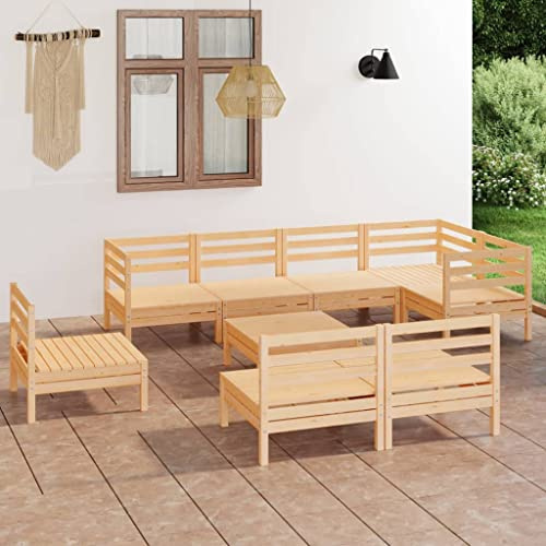 Owoxanthellate 9-TLG. Holz Gartenlounge Set Kiefer Paletten Design 63,5 x 63,5 cm wetterfeste Outdoor Sitzgruppe modular für Terrasse Balkon