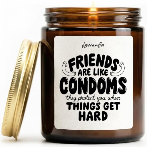 Freunde sind wie Kondome - Duftkerze mit Spruch als Geschenk für Freundschaft, Dankeschön, Freunde & Freundin/Freund, Lustige Vanille Duftkerzen im Glas