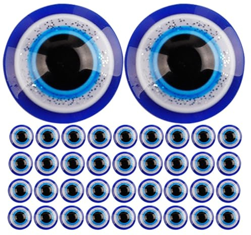 Hemobllo 100 Unidades Ojos Adhesivos de Resina Azul Semicirculares para Manualidades DIY Parte Trasera Adhesiva, Símbolo de Protección y Suerte para Proyectos Creativos