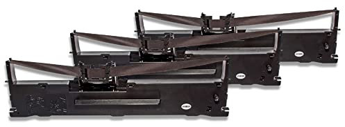 vhbw 3x Farbband Schriftband kompatibel mit Epson LQ 630, LQ 630 Serie, LQ 630 S, LQ 635, LQ 630K Nadeldrucker, Bondrucker - Schwarz