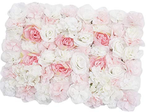 Sharplace Panneaux Mur Fleur artificiel Ornement Floraux Accrochants, Rose + blanc, 60x40cm