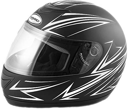Saferide | Integralhelm Black-Weiß Matt S 55-56 cm Helm Motorrad Quad Damen Herren Roller Gesichtsschutz Klapphelm Erwachsene Regenschutz Sturzhelm Motorradhelm Moped Mofa
