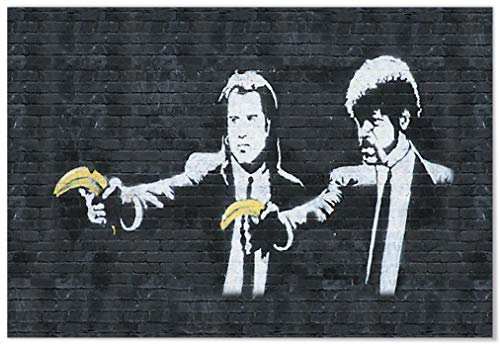 Panorama Leinwandbild Graffiti Banksy DruckPulp Fiction Bananas 21x30cm - Gedruckt auf Leinwand - Banksy Leinwand - Dekoration Schlafzimmer Dekoration Wohnzimmer