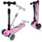 YOLEO Monopattino Bambini 3 a 10 Anni, Monopattino 3 Ruote con Ruote Lampeggianti in LED, Kids Scooter, Regolabile in Altezza, capacità Massima di 50 kg, Regalo per Bambini (Rosa-Pieghevole)